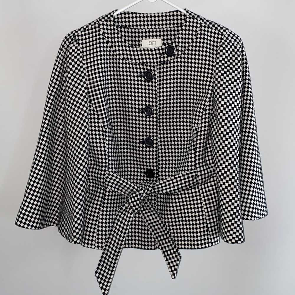 Loft by Ann Taylor wool blend houndstooth print jacket